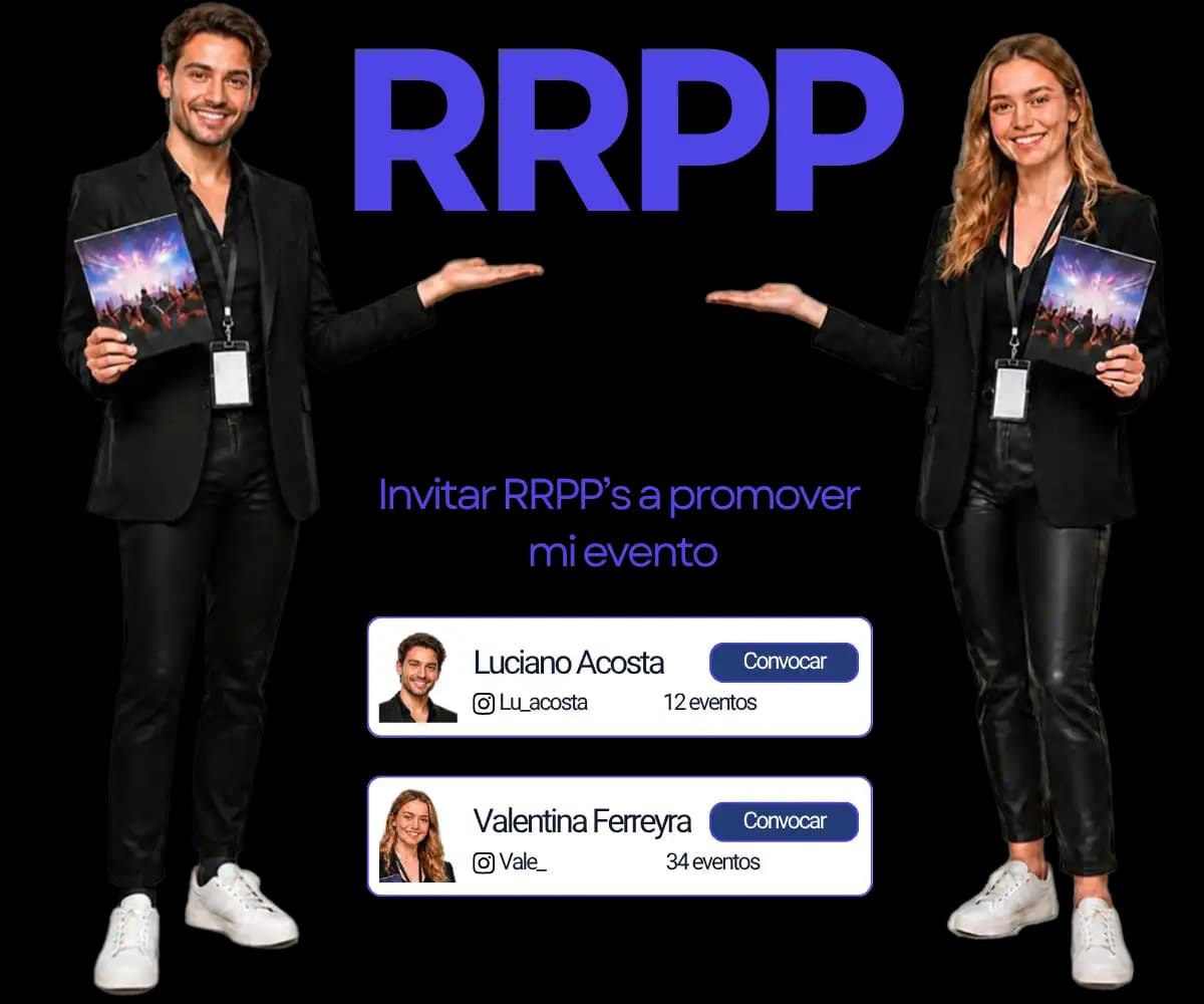 Panel del organizador con los RRPP del evento, sus ventas y comisiones